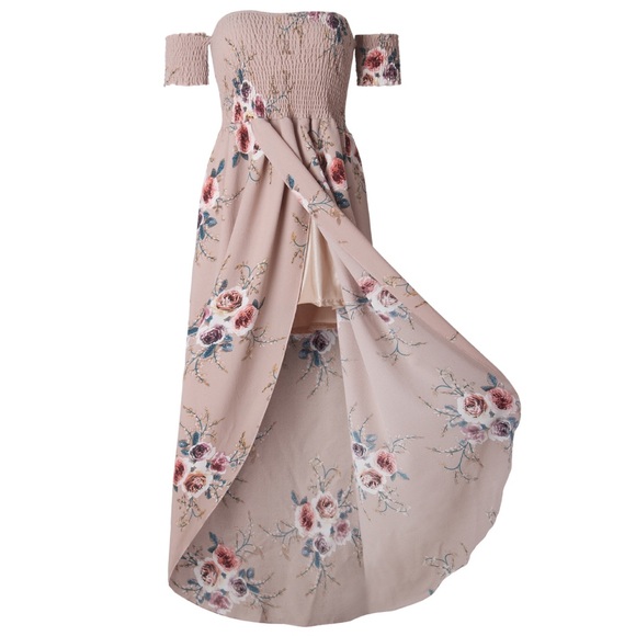 Vacation Ready beige floral off shoulder dress - Picture 7 of 8